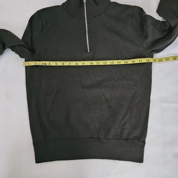 J. Crew Gray 100% Merino Wool Quarter Zip Long Sleeve Pullover Sweater Sz Large - Picture 7 of 12